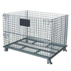 Vista general del contenedor de malla metálica con patas 1000x800x840 mm