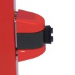 Soporte magnético con cinta retráctil roja y blanca vista de perfil