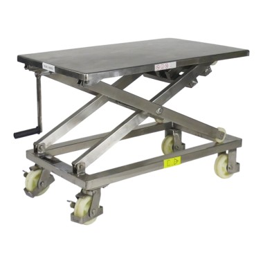 Mesa elevadora móvil INOX con manivela 300 kg - plataforma 950x600 mm