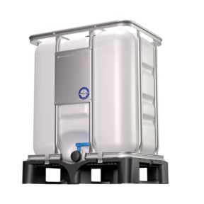 IBC 300 L homologado UN con medio palet plástico