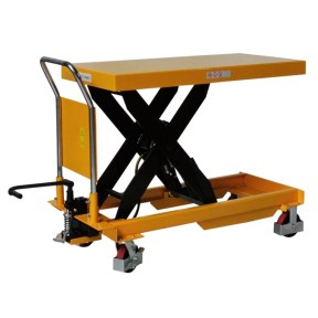 Vista diagonal plataforma alta de la mesa elevadora manual 1500kg Vista diagonal plataforma alta de la mesa elevadora manual 1500kg