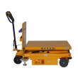 Vista de perfil de la Mesa elevadora eléctrica móvil doble tijera 500 kg - plataforma baja